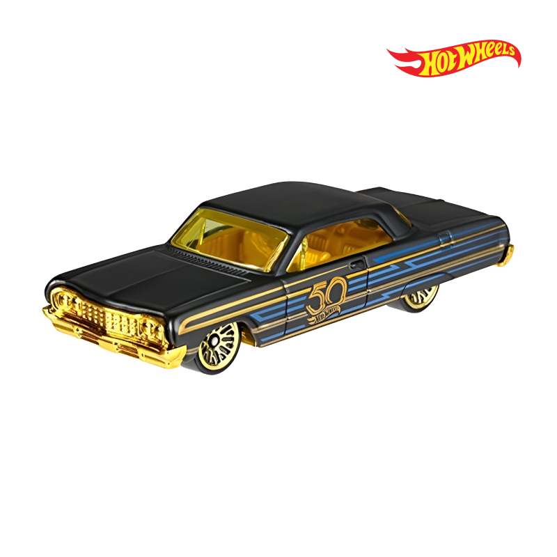 64 Impala - 50th Anniversary Black and Gold 5/6 - Hotwheels Básico - Autos sin Empaque