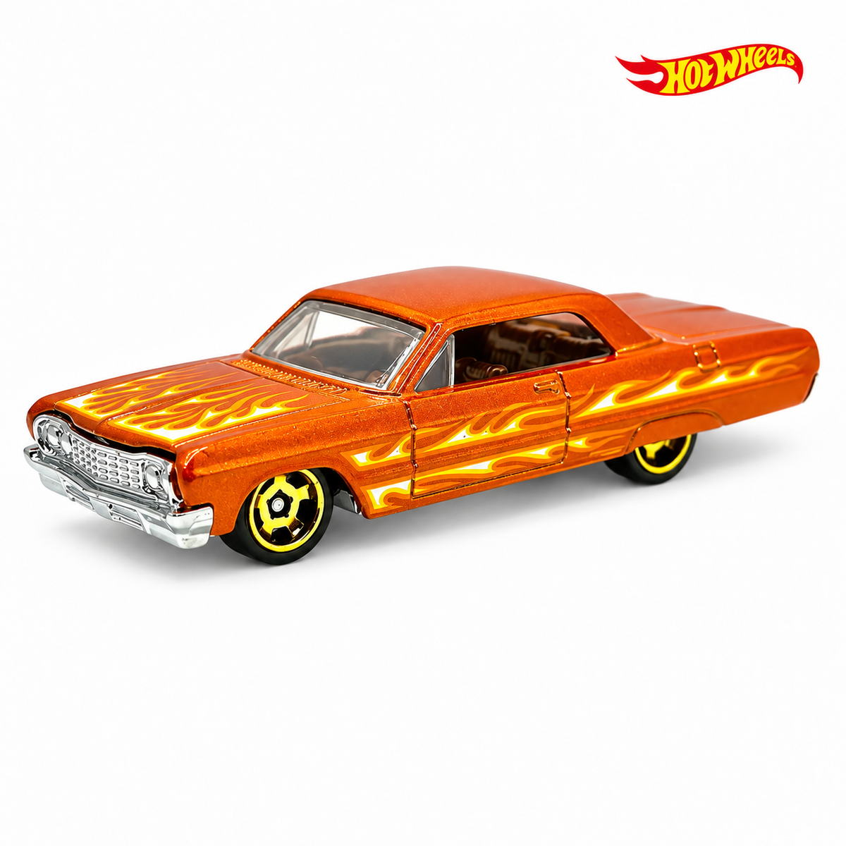 64 Impala - 5-Pack Flames 2024 - Hotwheels Básico - Autos sin Empaque