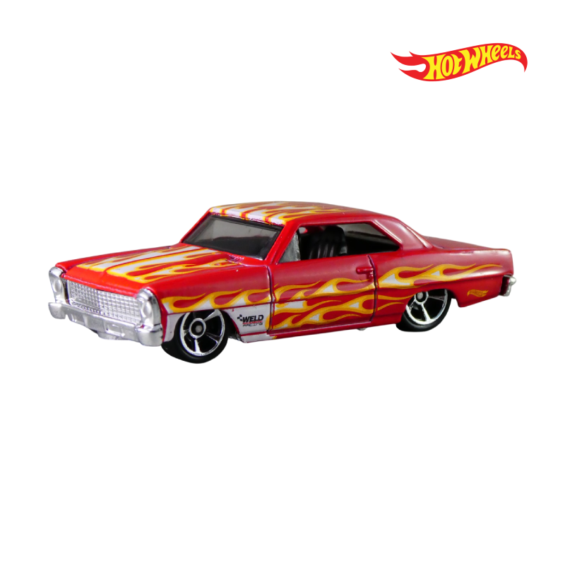 66 Chevy Nova - Flames 7/10 - Hotwheels Básico - Autos sin Empaque