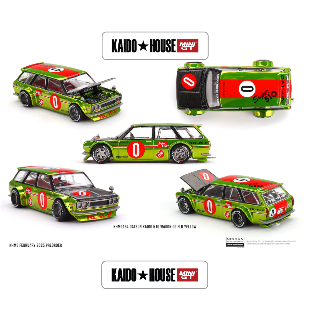 Datsun 510 Wagon KAIDO 510 FLO YELLOW  - 164 - Mini GT