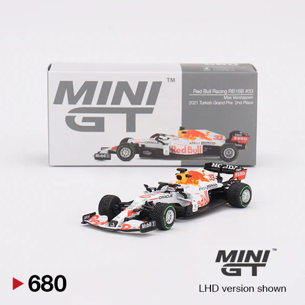 Red Bull RB16B #33 Max Verstappen 2021 Turkish Grand Prix 2nd Place - 680 - Mini GT