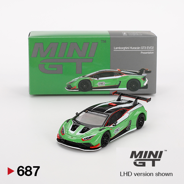 Lamborghini Huracan GT3 EVO2 Presentation Green - 687 - Mini GT
