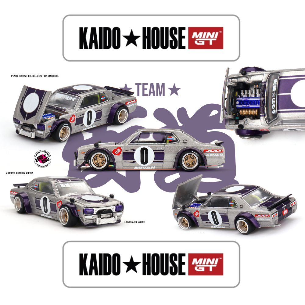 Nissan Skyline 2000GT-R (KPGC10) Kaido Works V1 " Silver   - 165 - Mini GT