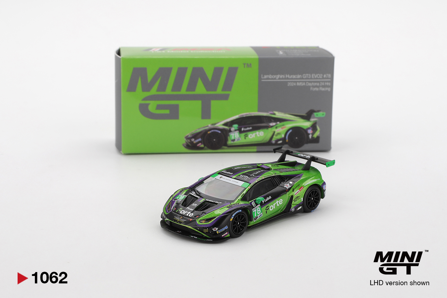 Lamborghini Huracan Gt3 Evo2 #78 - 2024 IMSA Daytona 24Hrs Forte Racing - 1062 - Mini GT