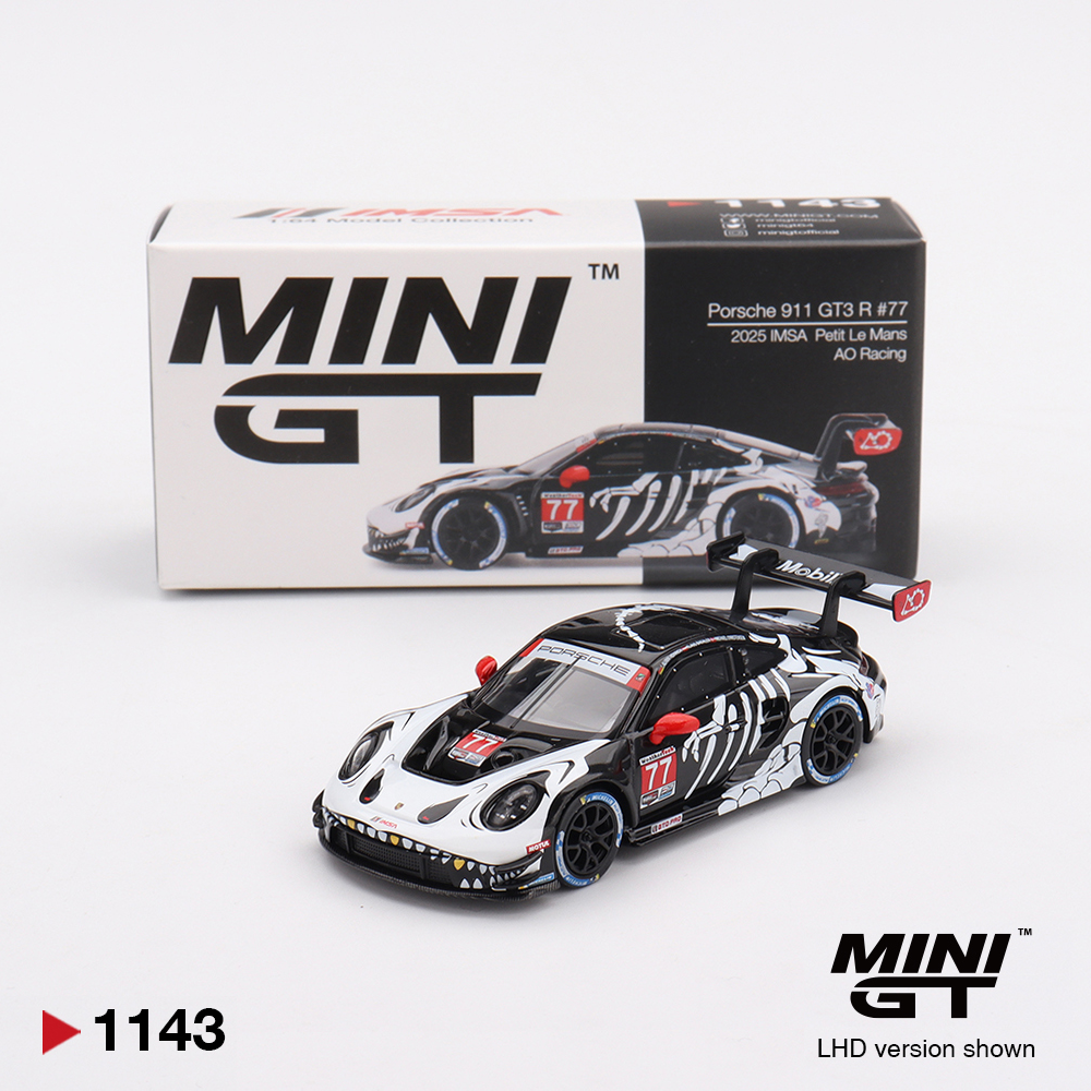 Porsche 911 GT3 R#77 - 2025 Imsa Petit Le Mans Ao Racing - 1143 - Mini GT