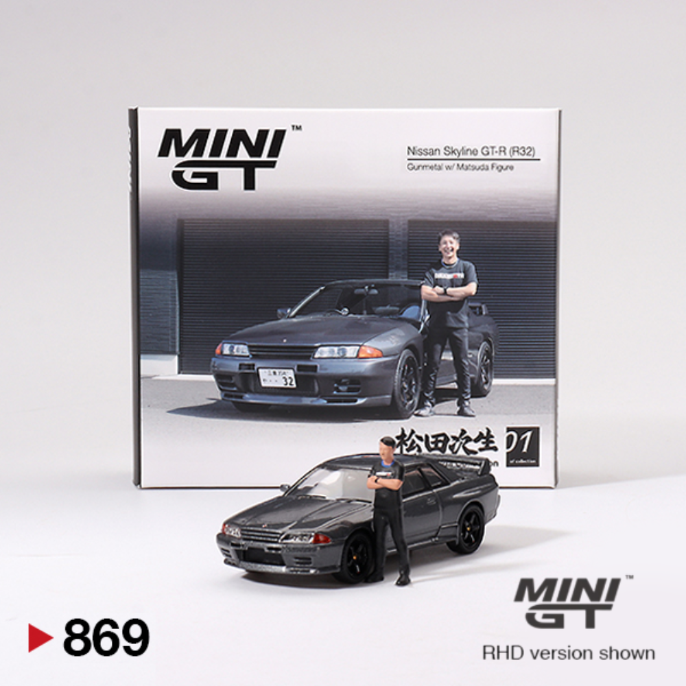 Nissan Skyline Gt-R (R32) Gunmetal W/ Matsuda Figure - 869 - Mini GT