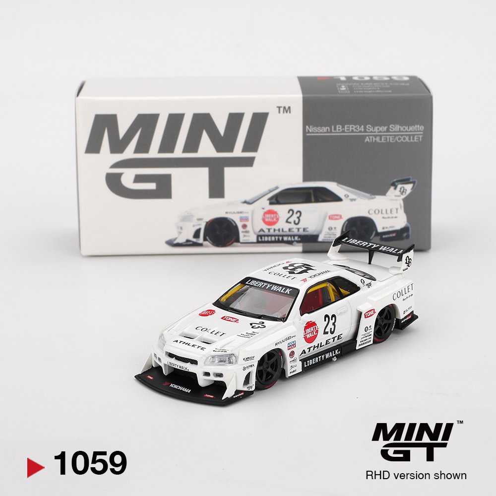 Nissan LB-ER34 Super Silhouette ATHLETE/COLLET – White - 1059 - Mini GT