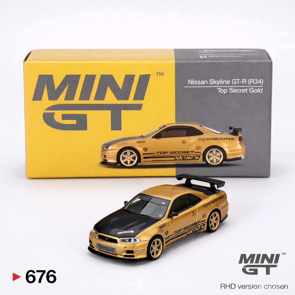 Nissan Skyline GT-R (R34) Top Secret – Gold - 676 - Mini GT