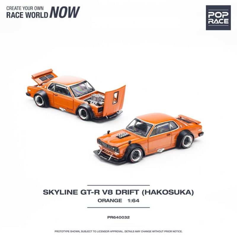 Nissan Skyline GT-R V8 DRIFT (KENMERI) Orange - 173 - Pop Race
